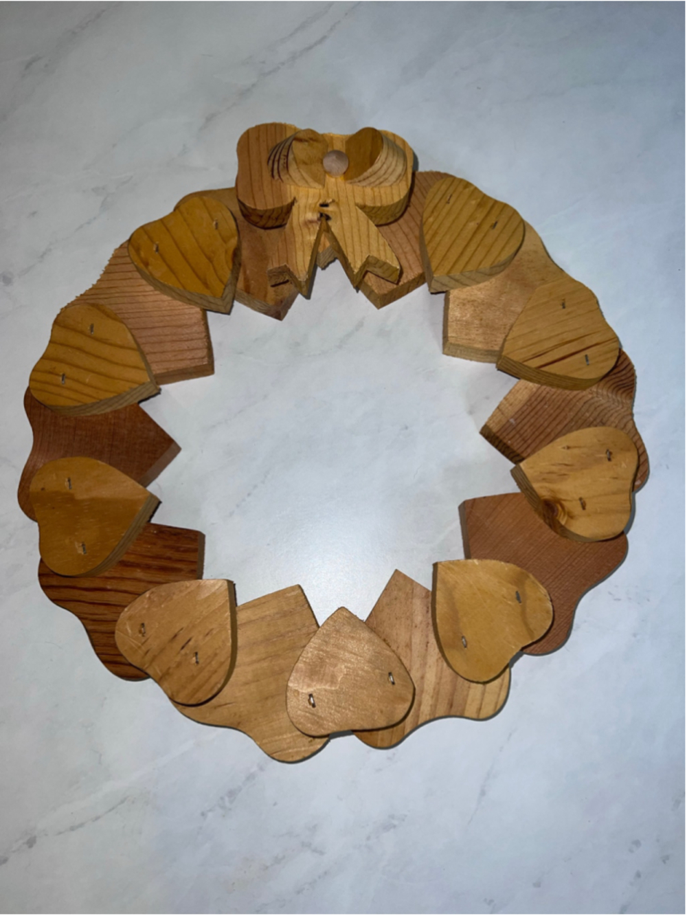 Unbranded Wooden Heart Wreath, One Size, Brown